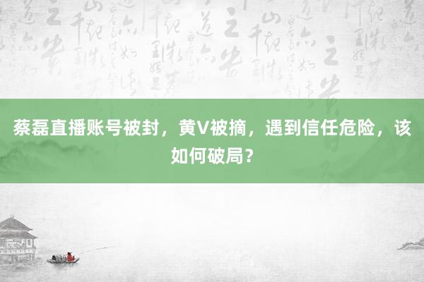 蔡磊直播账号被封，黄V被摘，遇到信任危险，该如何破局？