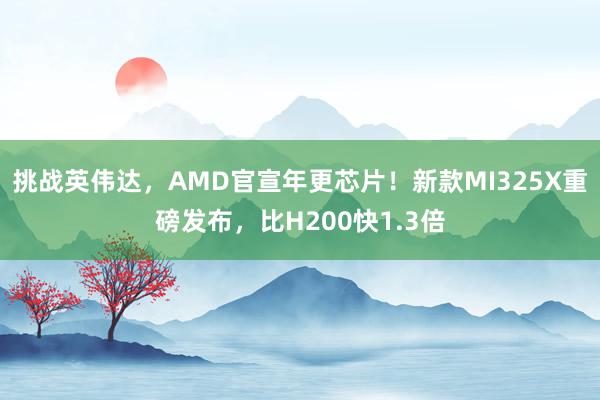 挑战英伟达，AMD官宣年更芯片！新款MI325X重磅发布，比H200快1.3倍