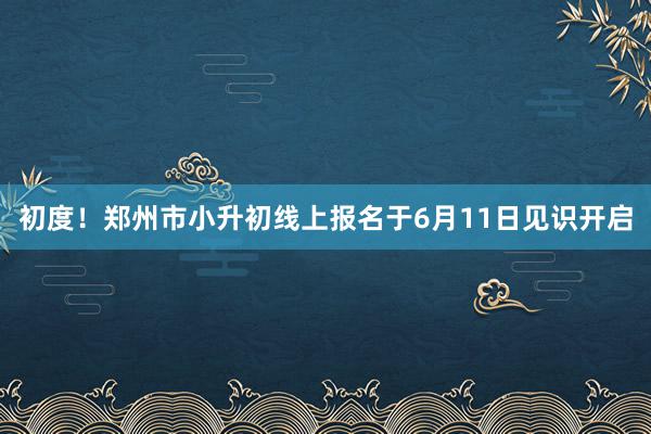 初度！郑州市小升初线上报名于6月11日见识开启