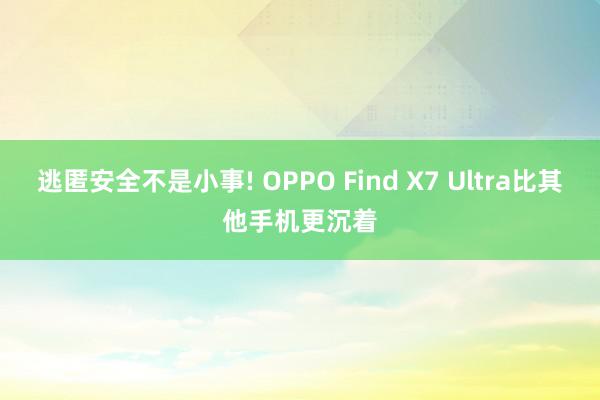 逃匿安全不是小事! OPPO Find X7 Ultra比其他手机更沉着