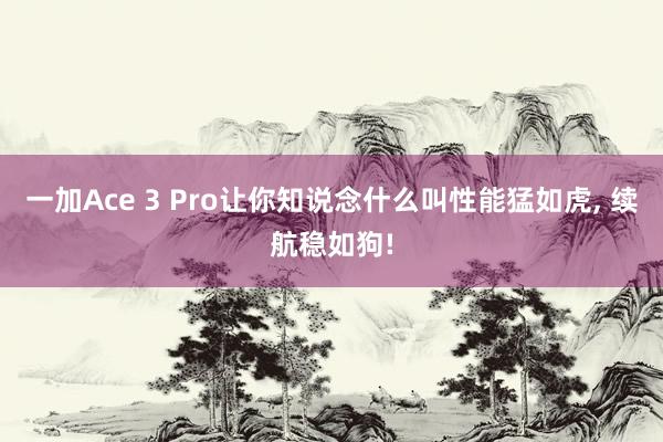 一加Ace 3 Pro让你知说念什么叫性能猛如虎, 续航稳如狗!