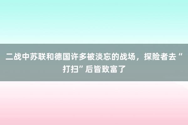 二战中苏联和德国许多被淡忘的战场，探险者去“打扫”后皆致富了