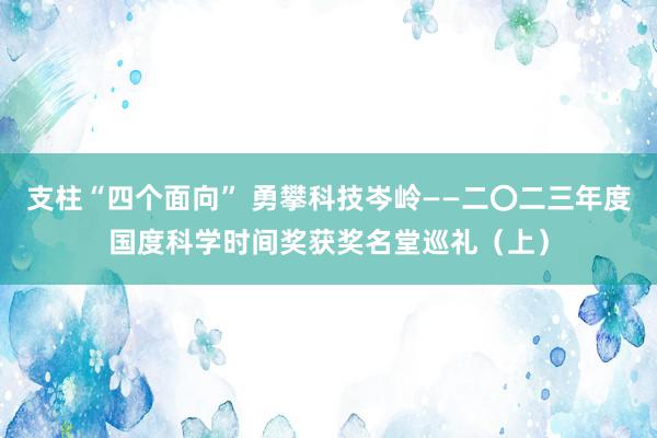 支柱“四个面向” 勇攀科技岑岭——二〇二三年度国度科学时间奖获奖名堂巡礼（上）