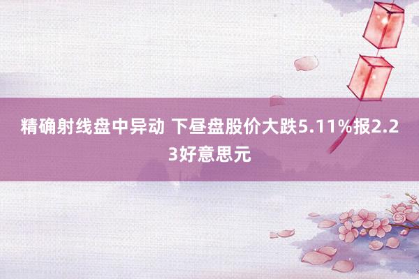 精确射线盘中异动 下昼盘股价大跌5.11%报2.23好意思元