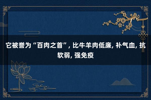 它被誉为“百肉之首”, 比牛羊肉低廉, 补气血, 抗软弱, 强免疫