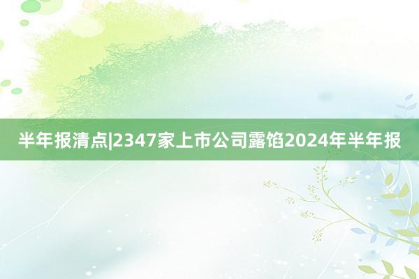 半年报清点|2347家上市公司露馅2024年半年报