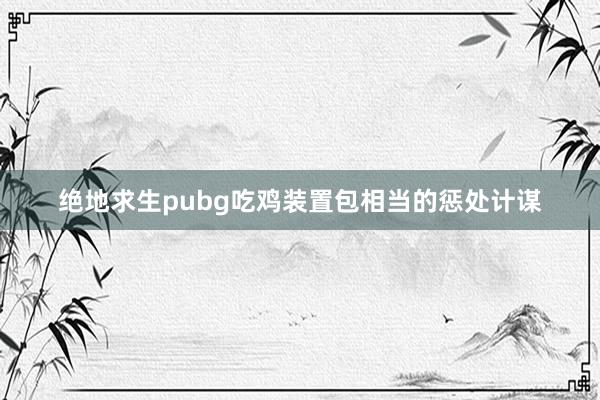 绝地求生pubg吃鸡装置包相当的惩处计谋