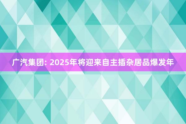 广汽集团: 2025年将迎来自主插杂居品爆发年