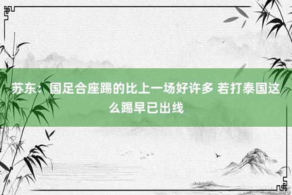 苏东：国足合座踢的比上一场好许多 若打泰国这么踢早已出线