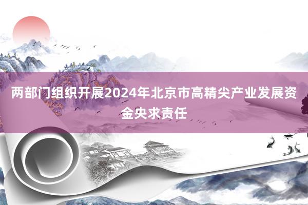 两部门组织开展2024年北京市高精尖产业发展资金央求责任