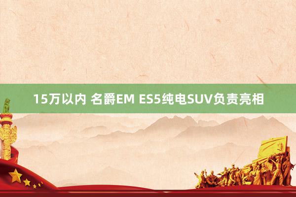 15万以内 名爵EM ES5纯电SUV负责亮相