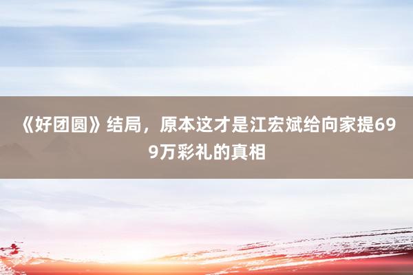 《好团圆》结局，原本这才是江宏斌给向家提699万彩礼的真相